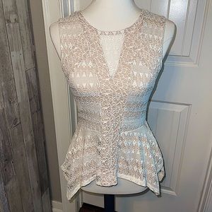 BRAND NEW nude and cream lace zip up blouse Womens M